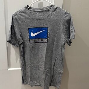 Nike Boy’s Short Sleeve Gray Tee with Blue Logo